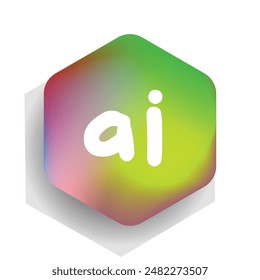 Letter ai logo in hexagon shape and colorful letter combination