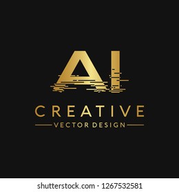 Letter AI Logo. Initial Letter Design Vector Luxury Colors