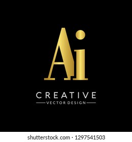 Letter Ai Logo Initial. Gold Letter Design Vector Golden Luxury Colors