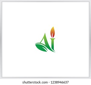 Letter AI logo. letter AI with leaf. leaf vector
