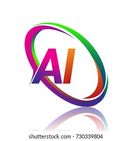 letter AI logotype design for company name colorful swoosh. vector logo for business and company identity.
