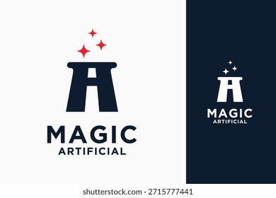 Letra AI en el diseño del icono del símbolo del logotipo del sombrero mágico
