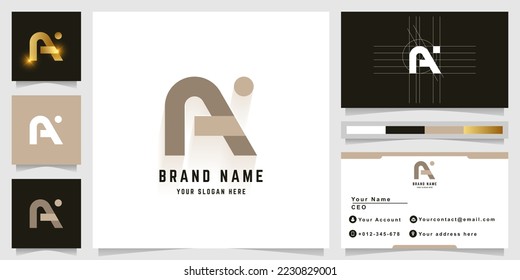 Letter Ai or Ni monogram logo with business card design