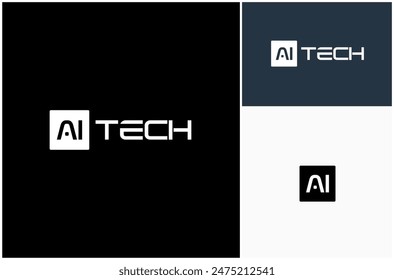 Letra AI Tech Tecnología Artificial Intelligence Font Logo Vector Logo Diseño Ilustración