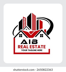 Letter AIB building vector, AIB initial construction. AIB home letter logo design, AIB real estate Logo , Style home logo