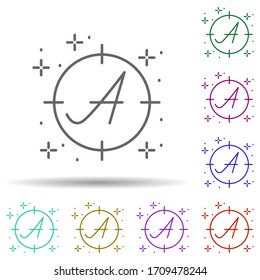 Icono multicolor de objetivo de carta. Línea delgada simple, contorno vectorial de iconos de escritura de copias para ui y ux, sitio web o aplicación móvil