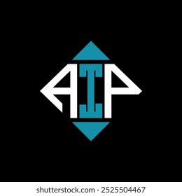 modelo de ilustração vetorial de design de logotipo quadrado AIP de letra. Projeto do logotipo do diamante do retângulo AIP.
