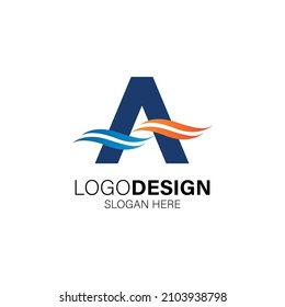 Letter A For Air Conditioner Logo Design. Hot And Cold Symbol