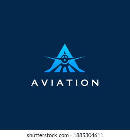 Letter A air plane company vector logo design. Airline logo plane travel icon. Airport flight world aviation.