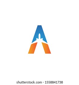letter A Air travel logo design template-vector