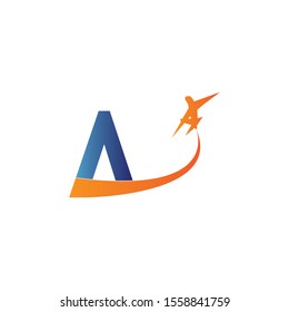 letter A Air travel logo design template-vector