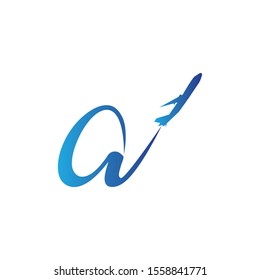 letter A Air travel logo design template-vector