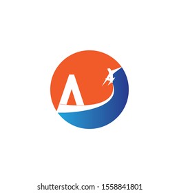 letter A Air travel logo design template-vector