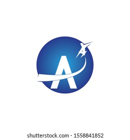 letter A Air travel logo design template-vector