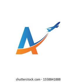 letter A Air travel logo design template-vector
