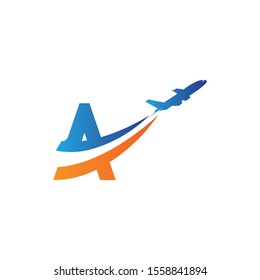 letter A Air travel logo design template-vector