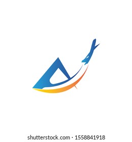 letter A Air travel logo design template-vector