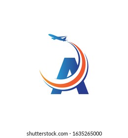 letter A Air travel logo design template-vector