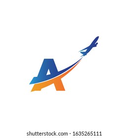 letter A Air travel logo design template-vector