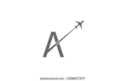 Letter A Air Travel Logo Design Template 