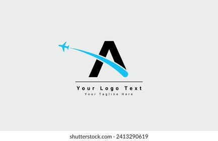 Una carta de viaje aéreo y el logotipo del tour, letras combinadas a y aviones en el diseño único de vectores de la compañía de aviones Air Avie. Icono de viaje del avión con logotipo de aerolíneas. Aeronáutica Mundial