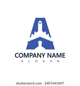 Letter A airplane logo. transport, logistic delivery logo design. airplane illustration.