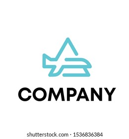 letter A with airplane logo vector sign template