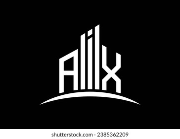 Letter AIX building vector monogram logo design template. Building Shape AIX logo.