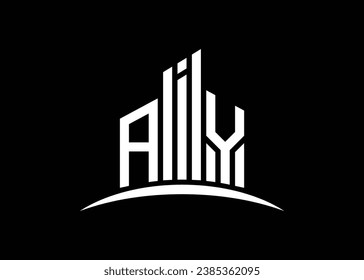 Letter AIY building vector monogram logo design template. Building Shape AIY logo.