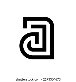 Letra AJ AD monograma creativo logo