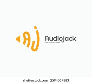 Letter AJ with audio speaker soundwave logo design concept. Vector illustration template