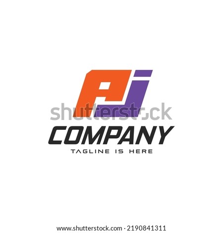 Letter AJ bold slanted geometric logo design vector illustration islated object on white background
