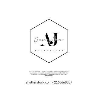 Letra AJ Logo de escritura manual inicial con firma y estilo dibujado a mano.