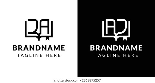Letter AJ and JA Book Logo, suitable for business related to book with AJ or JA initials.