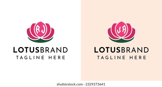 Letter AJ and JA Lotus Logo Set, suitable for any business related to lotus flowers with AJ or JA initials.