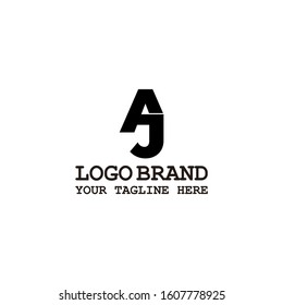 letter aj linked geometric simple design symbol logo vector