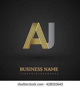 Letter AJ linked logo design. Elegant silver and golden colored symbol for your business name and corporate identity.
