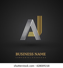Letter AJ logo design. Elegant gold and silver colored, symbol for your business name or company identity.