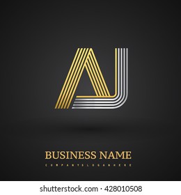 Letter AJ logo design. Elegant gold and silver colored, symbol for your business name or company identity.