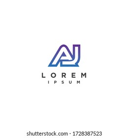 letra elementos de plantilla de diseño del logotipo de AJ.
