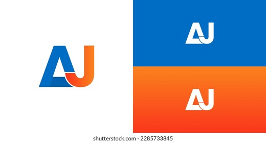 letra AJ logotipo gradiente naranja azul