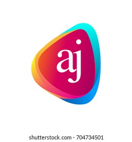 Letter AJ logo in triangle shape and colorful background, letter combination logo design for company identity.