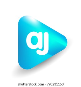 Letter AJ logo in triangle shape and colorful background, letter combination logo design for business and company identity.
