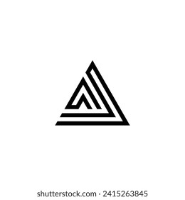 Letra triángulo AJ contorno símbolo geométrico simple vector logo