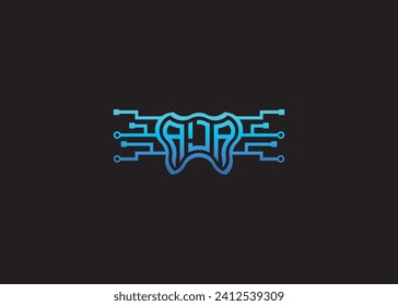 Letter AJA Modern Technology Vector Monogram Dental care shape Logo.