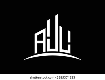 Letter AJL building vector monogram logo design template. Building Shape AJL logo.