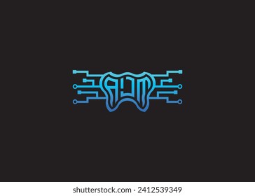 Letter AJM Modern Technology Vector Monogram Dental care shape Logo