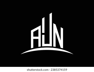 Letra AJN construcción de la plantilla de diseño del logotipo del monólogo del vector. Construyendo el logotipo de Shape AJN.