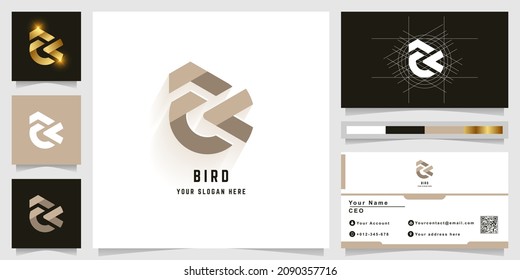 Letter ak or bird monogram logo with business card design