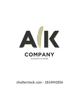 Letter AK Elegant Quill initial logo vector